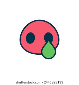 Pig nose with a drop. Color vector icon.