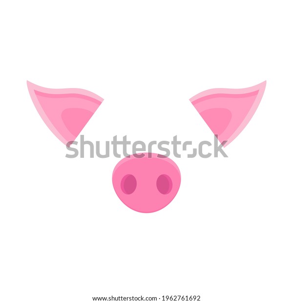 Pig nose and ears icon and logo. Vector cartoon illustration. Clipart ...