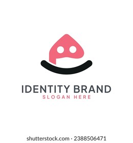 Pig nose logo and smiling face inside p letter logo design.
