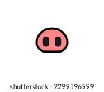 Pig nose vector icon. Pig nose Emoji illustration. Isolated pig snout vector emoticon