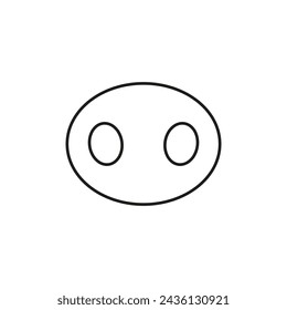 Pig nose. Vector outline and linear icon on white background.  