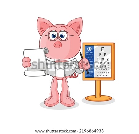 the pig oculist cartoon. cartoon mascot vector