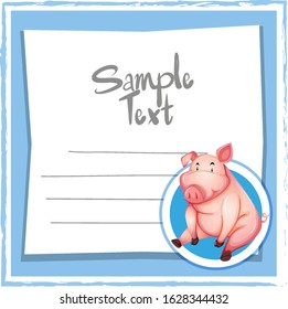 Pig on blue note illustration