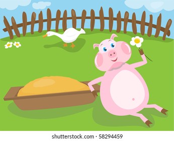 Pig on a farm