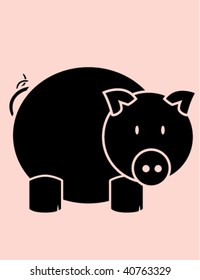 Pig on pink background - vector version