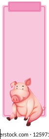 Pig on the pink frame illustration