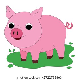 Un cerdo en la Ilustración vectorial sonriente