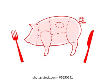 Pig on white background