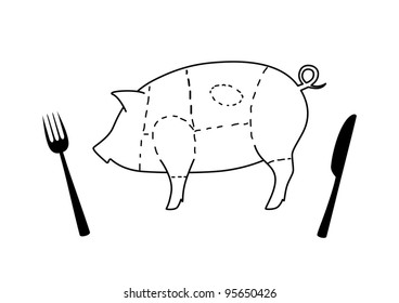 Pig on white background