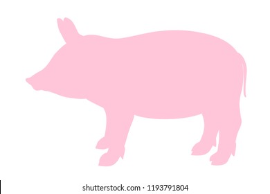 Pig on white. Hand drawn animal on isolated background. Print for banners, shirts and textiles. Doodle for business