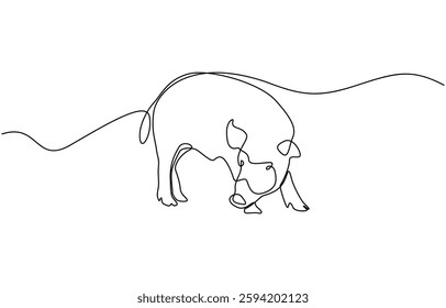 Pig one line continuous drawing. Piggy silhouette. Farm animal continuous one line illustration, A minimalist line art illustration of a pig, created with clean, continuous lines for wall decoration.