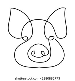 pig one line. Vector drawing.