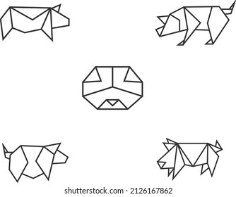 Pig Origami Geometric Image, Vector