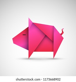 pig origami isolated vector