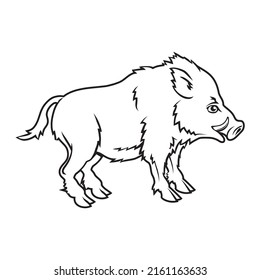 Pig outline icon. Hand drawn sketch of a pig. Vector black ink drawing farm animal, outline silhouette isolated on white background.