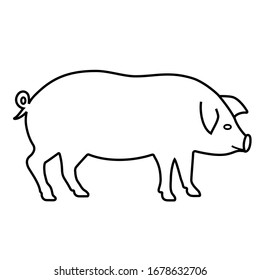 Pig outline icon isolated on white background