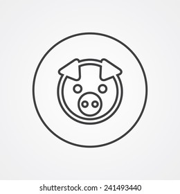 pig outline thin symbol, dark on white background, logo editable, creative template 