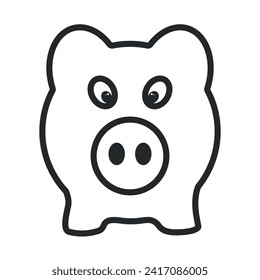 Pig outline vector line art icon.