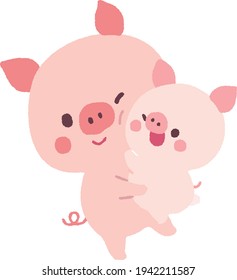 Pig parent and child (happy)