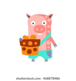 Pig With Party Attributes Girly Stylized Funky Sticker