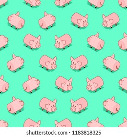 Pig pattern seamless. Pigs background. Farm animal ornament. Vector illustration
