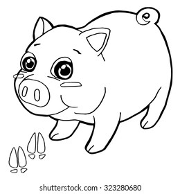 pig with paw print Coloring Pages vector
