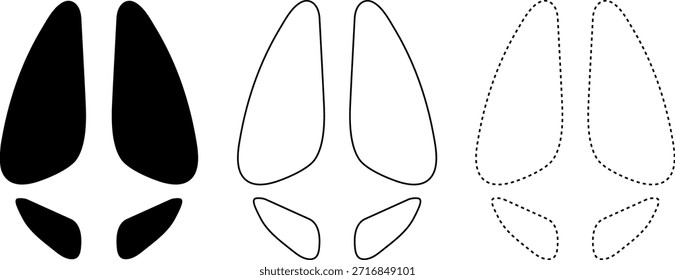 Pig Paw Vector Design with Silhouette, Outline, Dotted and Dashed Style