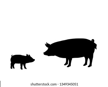 Pig piggie farm mammal black silhouette animal