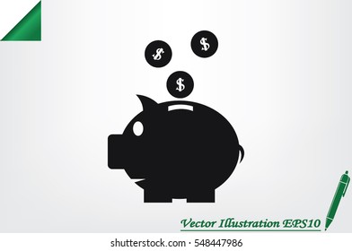 Pig piggy bank icon vector illustration EPS 10.