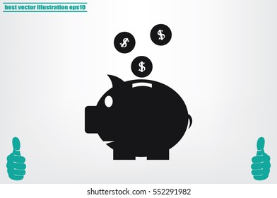 Pig piggy bank icon vector illustration EPS 10.