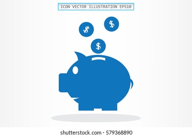 Pig piggy bank icon vector illustration.