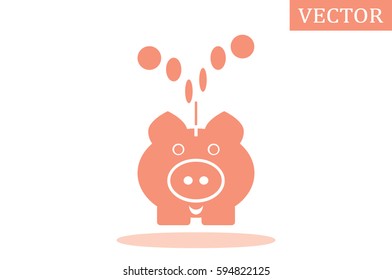 Pig piggy bank icon vector illustration.