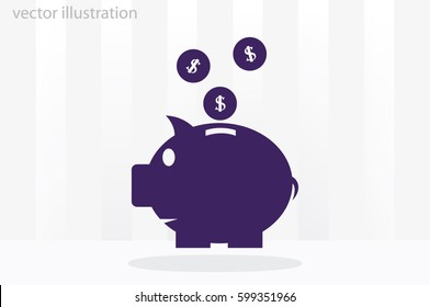 Pig piggy bank icon vector illustration EPS 10.