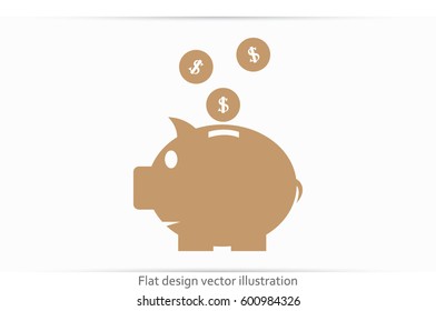 Pig piggy bank icon vector illustration EPS 10.