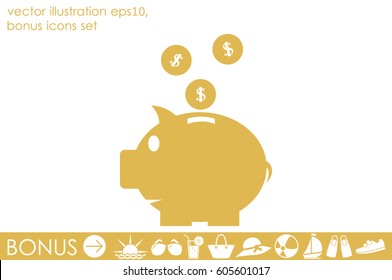 Pig piggy bank icon vector illustration EPS 10.
