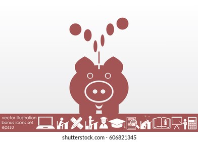 Pig piggy bank icon vector illustration EPS 10.