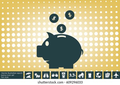 Pig piggy bank icon vector illustration EPS 10.