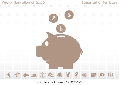 Pig piggy bank icon vector illustration EPS 10.