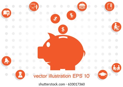 Pig piggy bank icon vector illustration EPS 10.