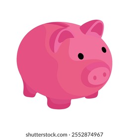 Pig piggy bank. Vector simple color flat illustration.
