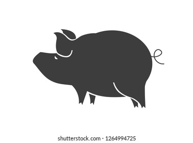 Pig piggy flat vector sign.