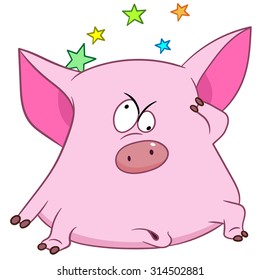 Pig. Piggy. Hog. 2019 Chinese New Year symbol. Cartoon character isolated on white background. Colorful design for kids activity book, coloring page, colouring picture.