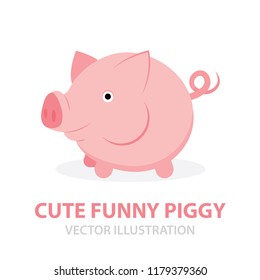 Pig. Piggy vector illustration.
2019 pig symbol. Happy New Year 2019.