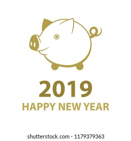 Pig. Piggy vector illustration.
2019 pig symbol. Happy New Year 2019.