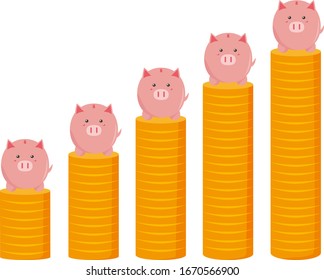 Pig piggy vector illustration . 
bar graph