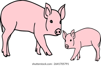 Pig and Piglet animal vector image 