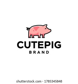 Pig Piglet Logo Mascot And Icon Or Cartoon Template Vector Stock Illustration