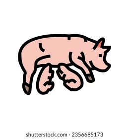 pig piglets farm color icon vector. pig piglets farm sign. isolated symbol illustration