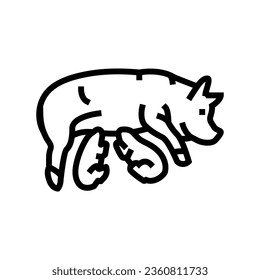 pig piglets farm line icon vector. pig piglets farm sign. isolated contour symbol black illustration