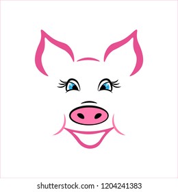 Pig in a pink contour. Symbol of the New Year.